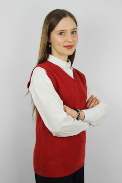 Жилет из трикотажа прямого кроя для делового стиля Полесье С9244-18 9С8518-Д43 152,158 красный_минерал - фото 2