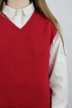 Жилет прямого силуэта из трикотажа для делового образа Полесье С9244-18 9С8518-Д43 152,158 вишневый - фото 4