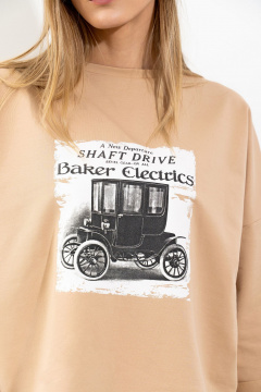 Бежевый костюм с свитшотом и брюками из трикотажа Luna 156 горчица - фото 3