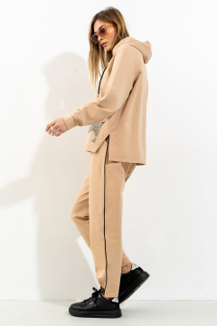 Костюм из трикотажа с капюшоном и разрезами по бокам Luna 158 горчица - фото 2