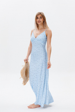 Голубой летний сарафан свободного кроя из вискозы FAMA F09-03В голубой_с_ цветами - фото 1