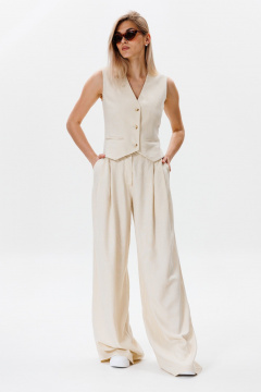 Льняной жилет из натурального материала для стильных образов FAMA F10-03L молочный экрю - фото 1