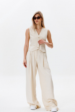 Льняной жилет из натурального материала для стильных образов FAMA F10-03L молочный экрю - фото 5