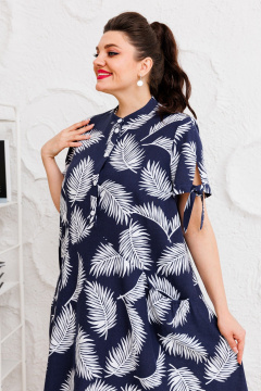 Платье на каждый день с фигурами и карманами, за колено Romanovich Style 1-2526 сине-белый - фото 5