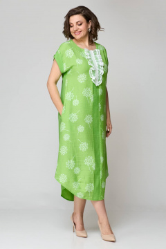 Зеленое платье свободного силуэта с карманами из текстиля Solomeya Lux 951а - фото 5