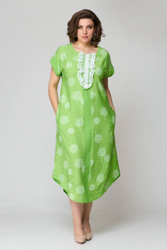 Зеленое платье свободного силуэта с карманами из текстиля Solomeya Lux 951а - фото 1