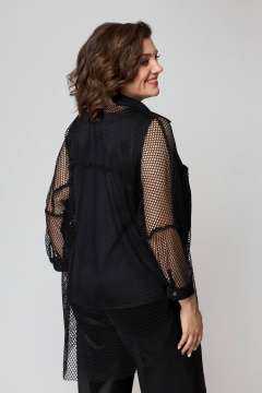 Брюки, рубашка и топ из текстиля с резинкой и молнией лето Solomeya Lux 854A черный - фото 3