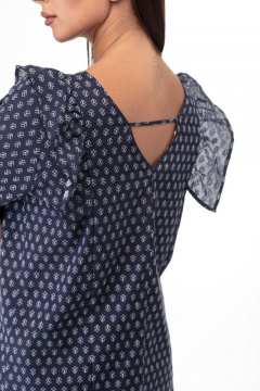 Блуза из хлопка с романтичным рюшем и V-образным вырезом Anelli 857 - фото 5