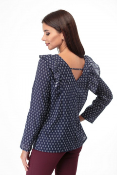 Блуза из хлопка с романтичным рюшем и V-образным вырезом Anelli 857 - фото 3