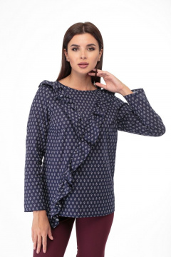 Блуза из хлопка с романтичным рюшем и V-образным вырезом Anelli 857 - фото 2