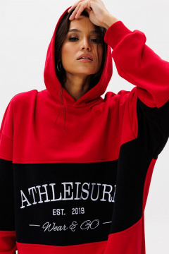 Худи оверсайз с контрастной вставкой и вышивкой Athleisure GO F4072/11-02. 164-170 - фото 3