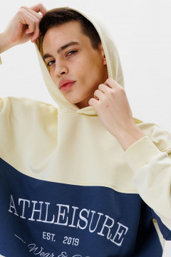 Худи с вышивкой и контрастной вставкой для спорт‑стиля GO M4072/02-01. 182-188 - фото 2