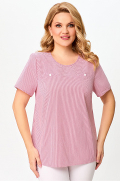 Блуза с коротким рукавом из текстиля для летнего гардероба DaLi 4228 бело_красный - фото 2