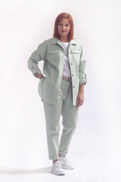 Зеленые джинсовые брюки с зауженным к низу кроем и рубашкой Соджи 616 мятный - фото 1