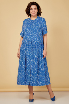 Летнее платье расширенный силуэт короткий рукав Медея и К 2208 василек - фото 5