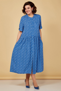 Летнее платье расширенный силуэт короткий рукав Медея и К 2208 василек - фото 2