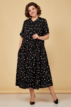 Летнее платье с расширенным низом короткий рукав Медея и К 2208 черный - фото 5