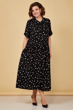 Летнее платье с расширенным низом короткий рукав Медея и К 2208 черный - фото 3