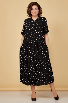 Летнее платье с расширенным низом короткий рукав Медея и К 2208 черный - фото 2