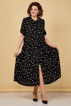 Летнее платье с расширенным низом короткий рукав Медея и К 2208 черный - фото 1