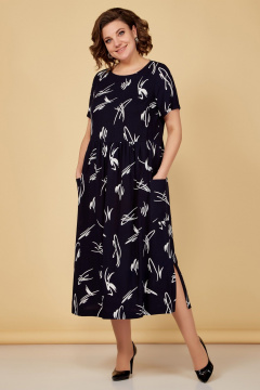 Летнее платье бело-синее короткий рукав Медея и К 2237 темно-синий - фото 4