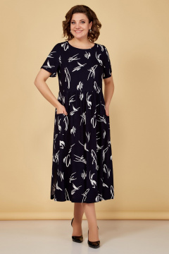 Летнее платье бело-синее короткий рукав Медея и К 2237 темно-синий - фото 2