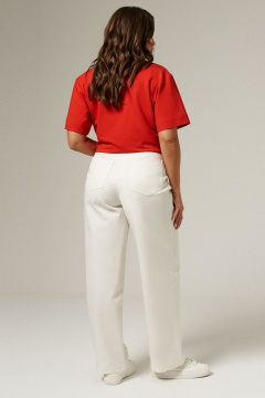 Летние белые брюки с высоким поясом Панда 151263w молочный - фото 2