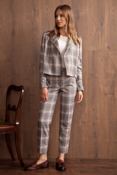 Жакет укороченный в стиле деловой клетки с молнией Nova Line 10012 клетка - фото 1