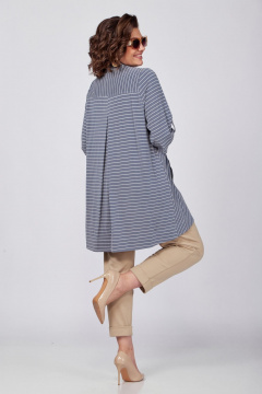 Блуза-туника прямая с карманами и воротником-стойкой SOVITA 1186 голубой - фото 4