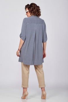 Блуза-туника прямая с карманами и воротником-стойкой SOVITA 1186 голубой - фото 2