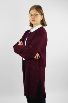 Удлиненный жакет из хлопка с застежкой на пуговицу Полесье С2395-18 9С0085-Д43 158,164 рубиновая_роза - фото 2