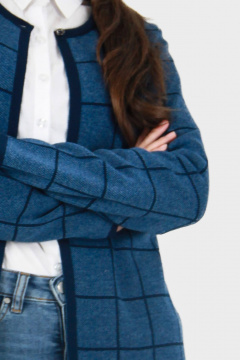 Удлиненный жакет из трикотажа с застежкой на одну пуговицу Полесье С2395-18 9С0085-Д43 152,158 габардин+т,голубой - фото 2