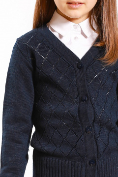 Жакет из хлопка с ажурным рисунком для делового образа Полесье С2211-23 3С3187-Д43 146,152 т.синий - фото 2