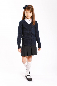 Жакет из хлопка с ажурным рисунком для делового образа Полесье С2211-23 3С3187-Д43 146,152 т.синий - фото 1