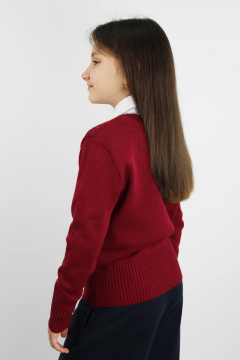 Жакет из хлопка с ажурным узором в красном для офиса и повседневности Полесье С2211-23 3С3187-Д43 128 бордовая_роза - фото 3