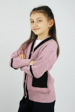 Жакет из трикотажа в розовом цвете для повседневных образов Полесье С2202-23 4С0656-Д43 146,152 лотос - фото 2
