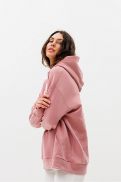 Демисезонный розовый oversize худи с начесом и принтом HIT 0208 розовый - фото 3