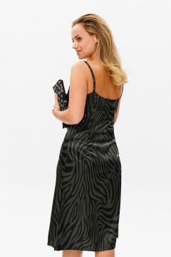 Платье-комбинация из шелка с женственным дизайном Anelli 1390 зеленый-зебра - фото 5