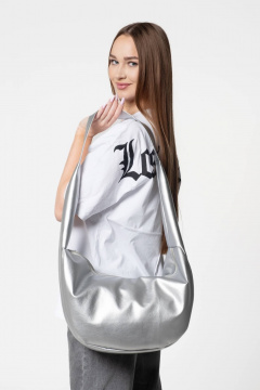 Серый кожаный кэжуал-сумка на каждый день MT.Style Dolly SILVER - фото 3