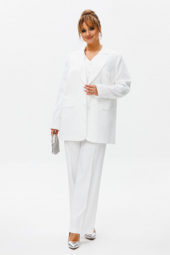 Костюм-тройка из костюмной ткани с жакетом, жилетом и брюками Mubliz 173 белый - фото 3