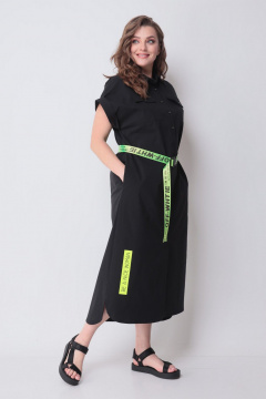 Платье свободного кроя с принтом и разрезами Michel chic 993/2 черный,салатовый - фото 3