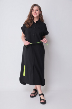 Платье свободного кроя с принтом и разрезами Michel chic 993/2 черный,салатовый - фото 2