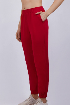 Круглогодичные хлопковые брюки из футера Verally 493-1 красный - фото 1