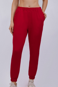 Круглогодичные хлопковые брюки из футера Verally 493-1 красный - фото 2