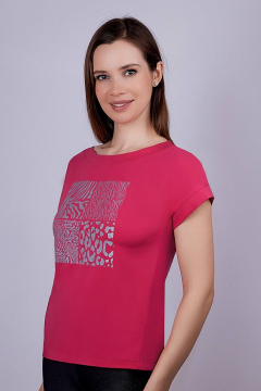 Майка красная с фигурным низом, летняя Verally 433-1 фуксия - фото 3