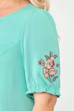 Бирюзовое платье с воланом и поясом Новелла Шарм А3989 - фото 2