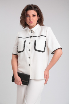 Летний костюм из лен-вишер с короткими рукавами Lady Secret 2950 молочный - фото 5