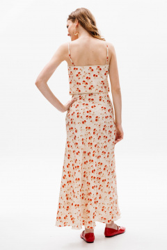 Топ и юбка из плательной ткани с цветочным принтом EOLA 2619 беж_ принт - фото 2