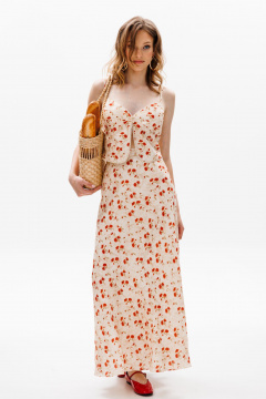 Топ и юбка из плательной ткани с цветочным принтом EOLA 2619 беж_ принт - фото 5