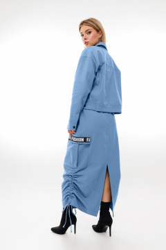 Джинсовый костюм юбочный жакет и юбка с карманами Amberа Style 2046в - фото 2